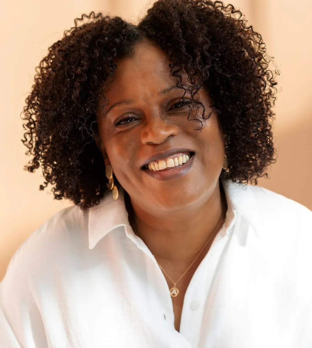 Older woman smiles