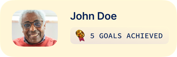 A Cadence patient monitoring profile with 5 Goals Achieved badge