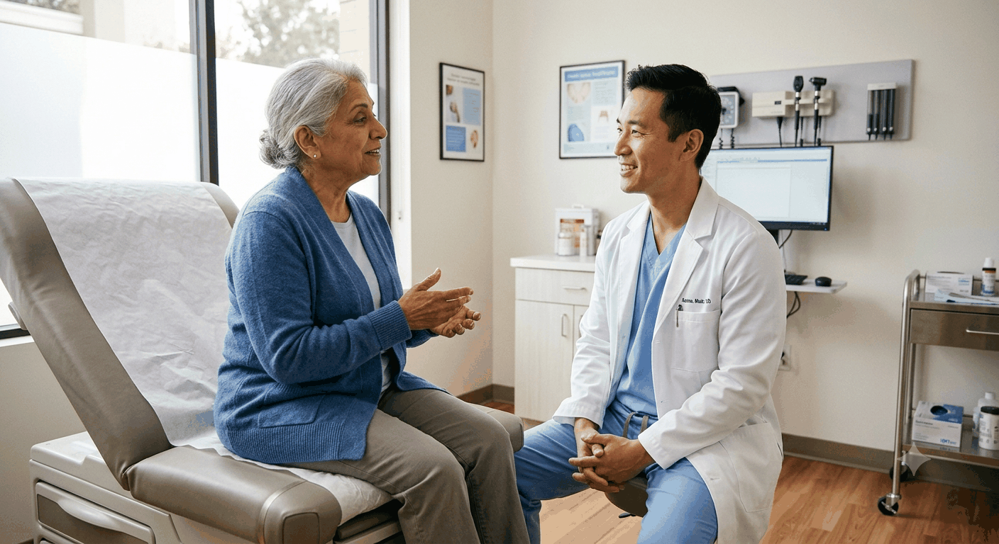 Colorectal screening discussion between doctor and patient