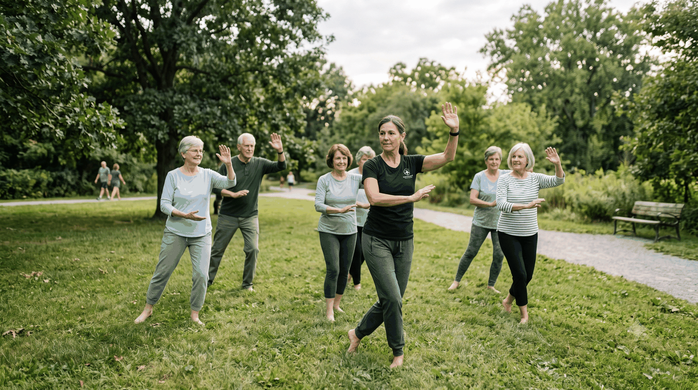 Older adult practicing Tai Chi outdoors