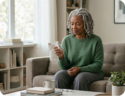 Patient at home with their phone